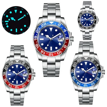 GMT Zegarek Dla Mężczyzn Automatyczne Mechaniczne Zegarek 40 mm Ceramiczny Pierścień Stalowy Pasek Szafirowe Sterylne Zegarek 100 M Wodoodporny Zegarek