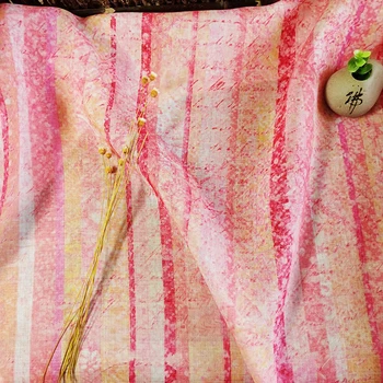 Naturalna czysta tkanina rami Różowa tkanina w paski pionowe wysokiej jakości cheongsam szlafrok sukienka materiał