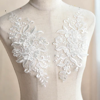 Wysokiej jakości haft koronki kwiat kwiat suknia ślubna handmade diy materiał odzież patch biżuteria akcesoria