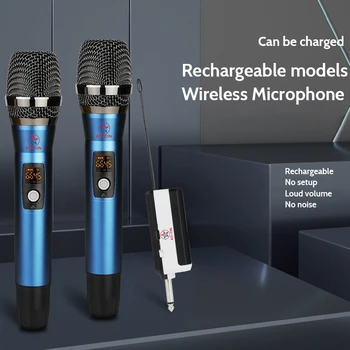 Detaliczny Mikrofon Bezprzewodowy 2 Kanał Mikrofon Ręczny U-Segmentowy FM-Mikrofon Do Karaoke Scenicznej Imprezy Kościelnego Zgromadzenia