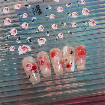 Nowy proces 5D cienkie dyski naklejki do paznokci pro matowy cienki przezroczysty os klej naklejki do paznokci motyl zawór naklejki do paznokci
