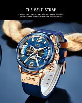 2021 Nowy LIGE 8917 Codzienne Świecące Zegarki Sportowe Dla Mężczyzn, Wysokiej jakości Wojskowe Skórzane Zegarek, Męskie Relogio Masculino