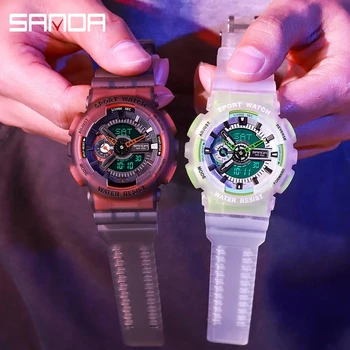 SNADA 2023 Nowe Męskie Zegarek Sportowy Elektroniczny Zegarek Wodoodporny Moda Fluorescencyjne Cyfrowy Kwarcowy Zegarek z Podwójnym Wyświetlaczem 3029