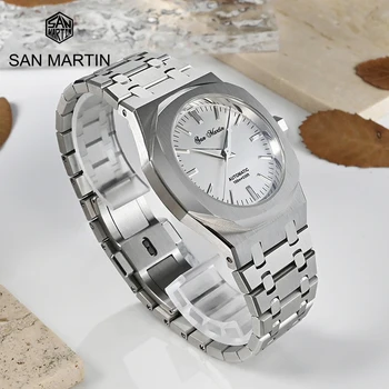 San Martin Luksusowe Zegarki Męskie 38,5 mm Miyota 9015 Vintage Klasyczna Biznesowa Sukienka Automatyczny Zegarek Mechaniczny Sapphire 10Bar reloj